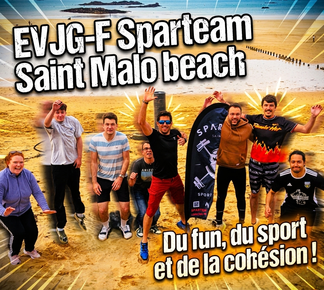 EVG EVJF Saint-Malo plage du Sillon SPARTEAM evg Saint-Malo activité originale plage Sillon SPARTEAM
