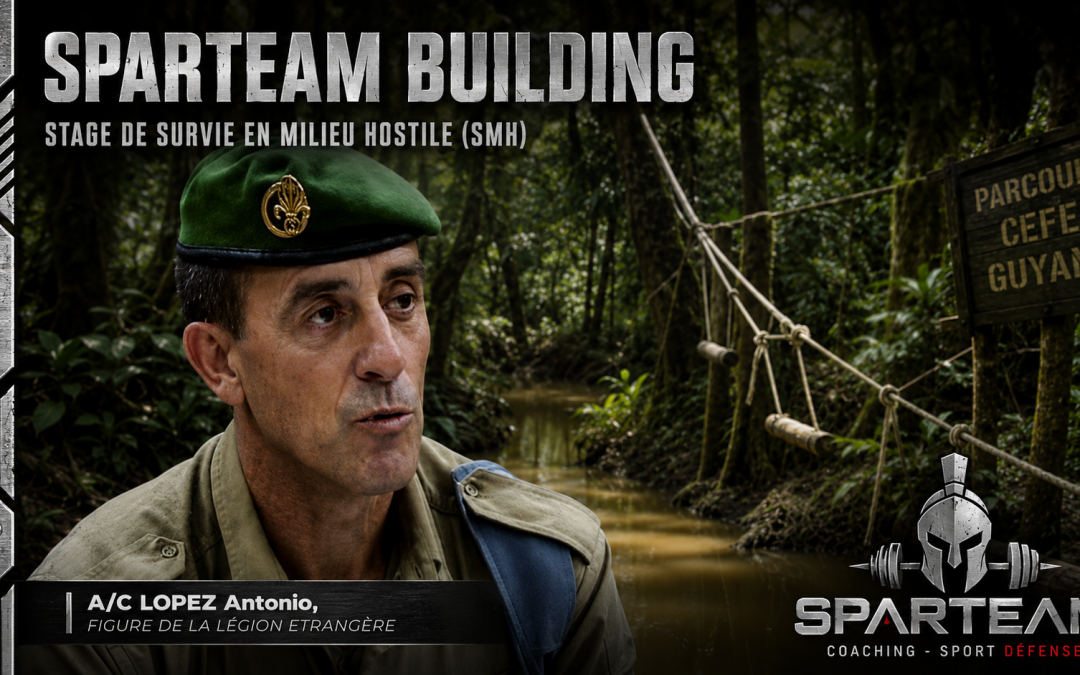 L'Adjudant-Chef Antonio Lopez de la Légion Étrangère, spécialiste de la jungle, encadre les stages de survie en milieu hostile pour SPARTEAM.