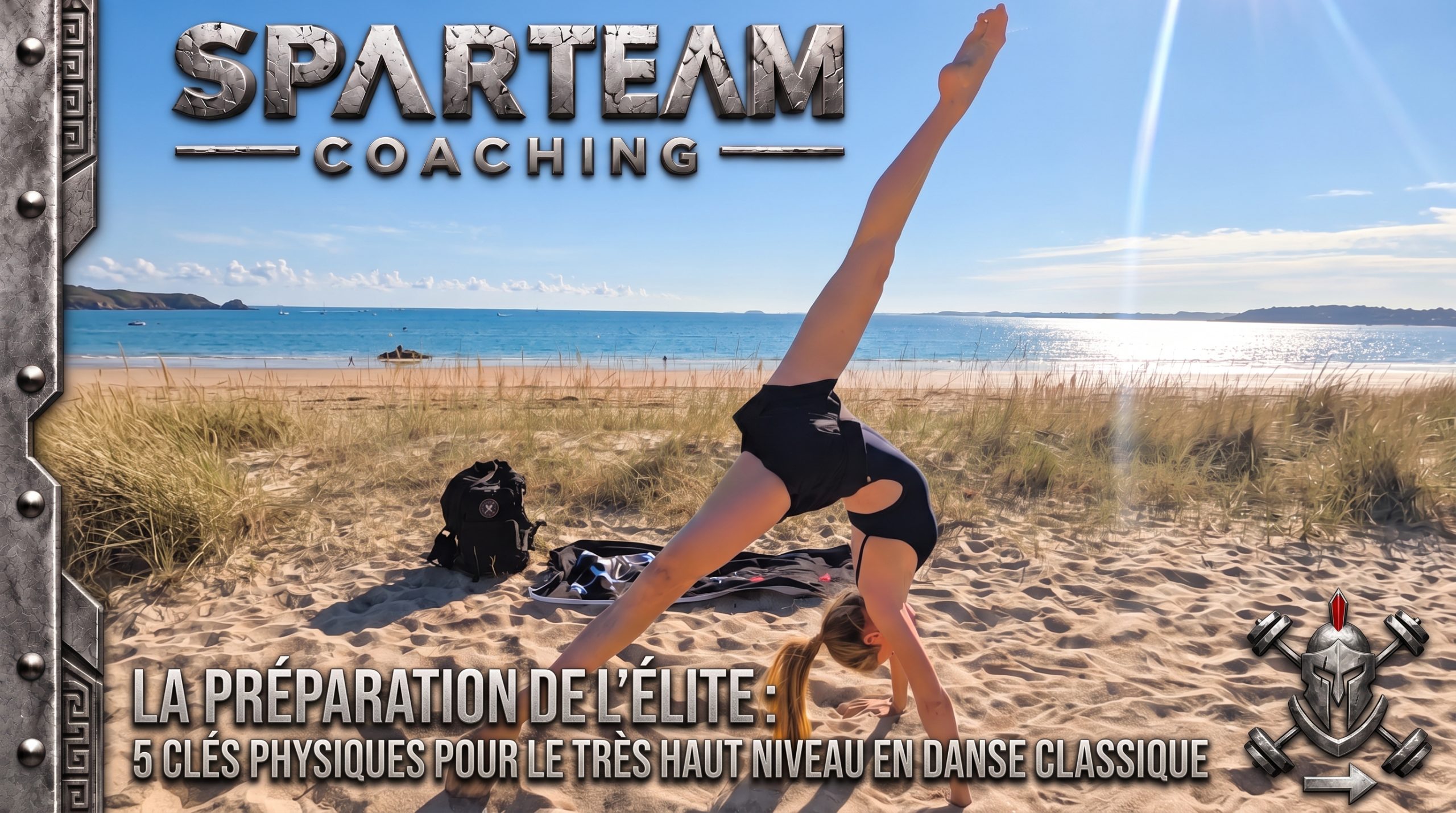 Préparation physique Elite SPARTEAM danseuse de haut niveau Paris preparation physique danse classique : Clémence, danseuse de haut niveau, s'entraîne avec SPARTEAM sur la plage.